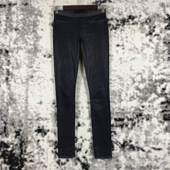 Helmut‎ Lang Jeans Womens Size 25 Black Skinny Pull On Jegging Stretch Low Rise - Picture 1 of 13